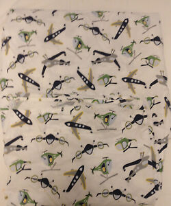 POTTERY BARN KIDS ORGANIC COTTON TWIN SHEET SET AIRPLANES HELICOPTERS NO CASES