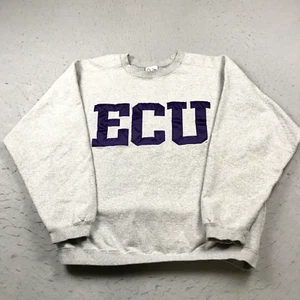 VINTAGE East Carolina Pirates Sweatshirt Mens Large Gray Cotton Crewneck USA 90s - Picture 1 of 8