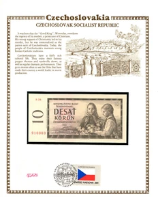 Czechoslovakia 1960 10 Korun P-88d UNC w/FDI UN FLAG Serie S.36 910003 Lucky - Picture 1 of 3