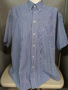 Edwards Signature Button Down Shirt 2XL Blue White Stripe Short Sleeve - Picture 1 of 9