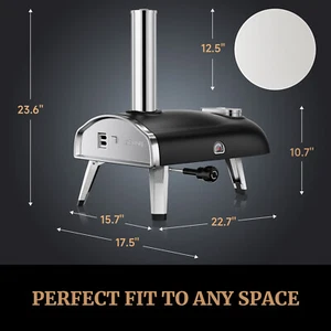 Pizza Oven 12" Wood Fired Pizza Oven Pellet Stove Rotatable Stainless Steel Cook - Picture 1 of 13