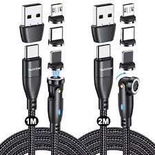 2x 9Pin 60W 2M+1M USB C Magnet-Ladekabel: 360°&180° magnetisch, 6-in-1 (C/A/i)