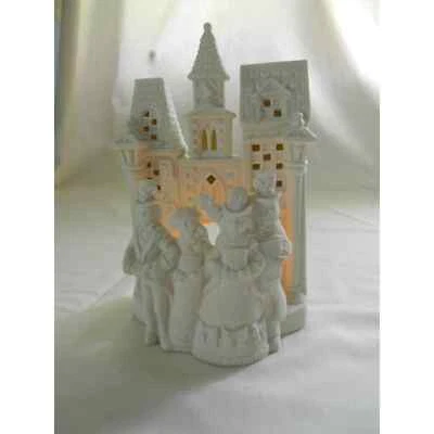 Suporte de porcelana PartyLite Village Carolers bisque Tealight - Imagem 1 de 4