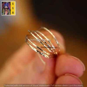 7 PCs. GS Silver Micro Stacking, Hammered ring Knuckle ring Skinny Woman ring - Picture 1 of 6