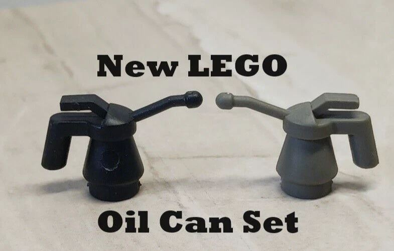 New LEGO Oil Can Set Lot of 2 Squeeze Handle Long Tip Gray Black Garage Mechanic - Image 1 of 1