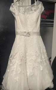 Oleg Cassini (teelang) CMK513 Brautkleid / Größe 12 / Elfenbein - Bild 1 von 4
