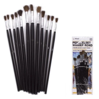 SET 12 PENNELLI DA PITTURA PER DIPINGERE PITTURARE COLORI ACRILICI TEMPERA OLIO - Immagine 1 di 3