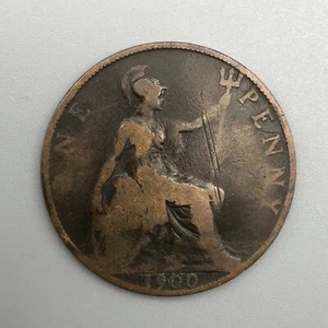 1900 Queen Victoria 1 One Penny Great Britain Bronze Coin (C111) - Picture 1 of 2