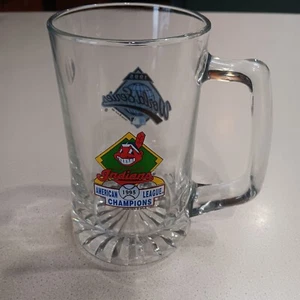 Vintage 1995 Cleveland Indians World Series 32oz Heavy Duty Handled Beer Glass - Picture 1 of 2