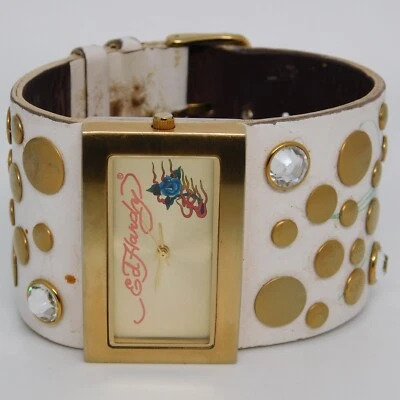 Ed Hardy LC-WG7542 Genuine Leather Quartz Analog Women's Watch New Battery - Image 1 of 4
