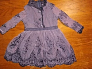 Girls Yubasobei Casual Wedding Party mauve & Grey Lace Dress sz 100 US 12 mos - Picture 1 of 4