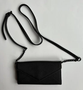 Rebecca Minkoff Cleo Wallet On Chain Crossbody Leather Handbag Black - Picture 1 of 11