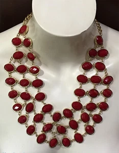 "Collar llamativo de cuentas rojas tono dorado 22""" - Imagen 1 de 1