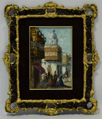 Altes Gemälde, Stadtlandschaft, Öl, 43 x 36,5 cm - Bild 1 von 4