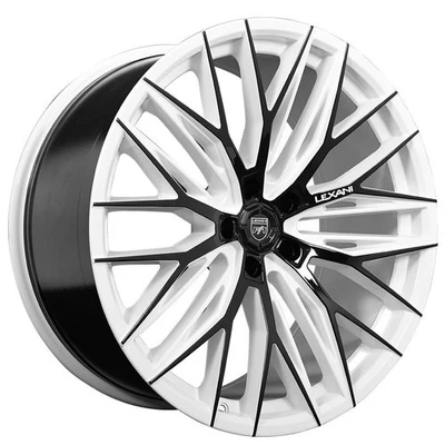 F22x9/R22x10.5" Staggered Lexani Wheels Aries Custom Gloss White/Black Face(S04) - Image 1 of 4