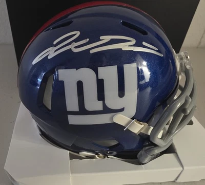 New York Giants JAXSON DART Auto Autograph Signed Speed Mini Helmet Fanatics COA - Image 1 of 3