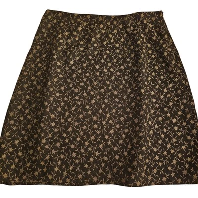 Ann Taylor  Women's Skirt Size 10 Lined Pale Gold Black Side Zip - Image 1 of 4