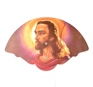 Vintage Charles Baker Funeral Home Jesus Folding Fan ~ Harrisburg PA - Picture 1 of 4