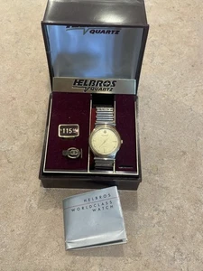 Vintage Herren 60er Jahre Neu aus altem Lagerbestand goldfarbene Helbros Invincible Uhr mit Box 60er Jahre - Bild 1 von 8