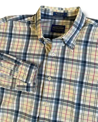 Camisa Pendleton Metro a Cuadros Para Hombres Grande Resistente a Arrugas Amarilla Abotonada L/S Foto 1 de 4