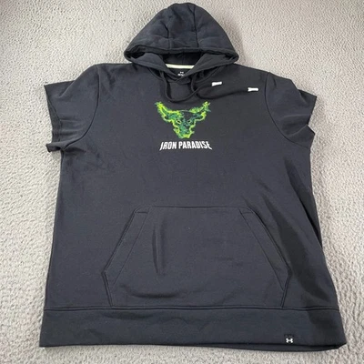 Under Armour Project Rock Rival Fleece Cap Hoodie Cut Off Men’s Size Large - Image 1 of 4