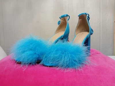 bcbgeneration Tiny Feathers & Chunky Heels, Electric Blue, Size 6 NEW - Imagem 1 de 4