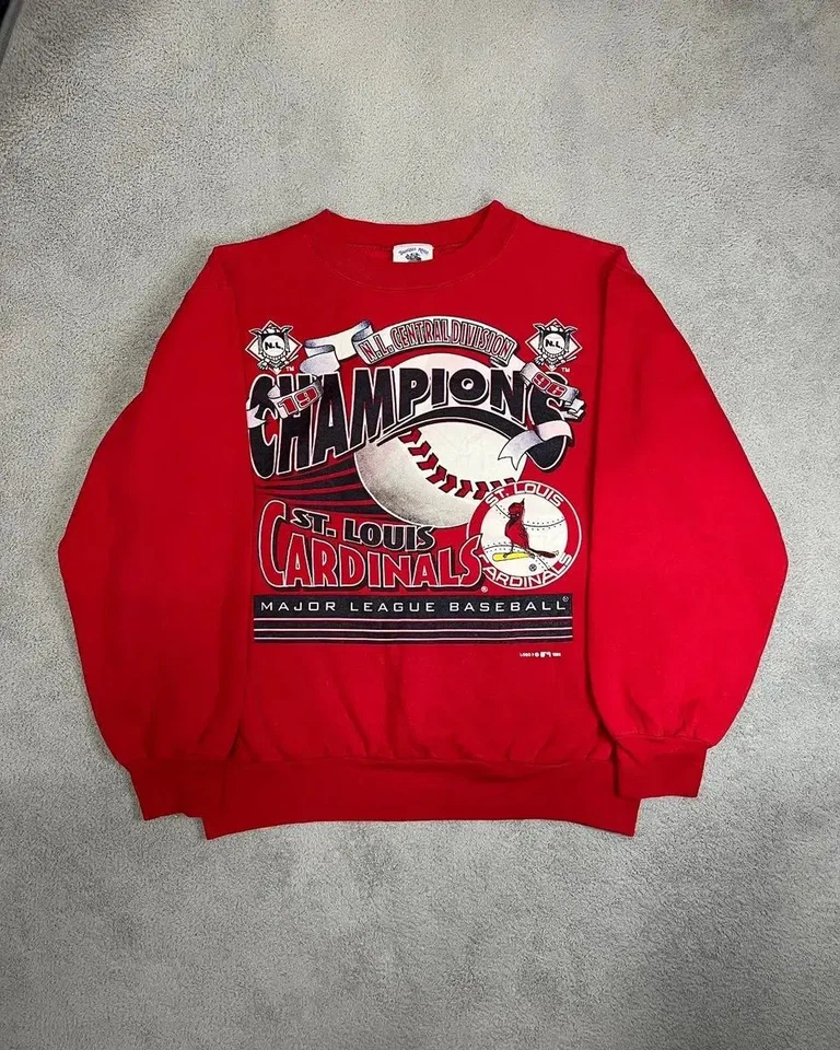 90 年代路易斯红雀队美国职棒大联盟棒球冠军红色圆领运动衫 RM1704 — 第 1/1 张图片