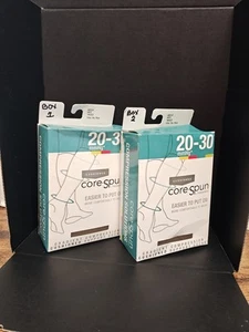 Core Spun Compression Socks 20-30 Medium White 18322 2 Pairs - Picture 1 of 8