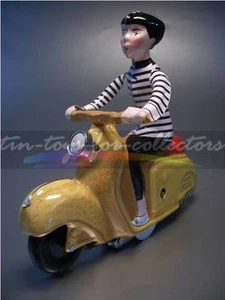 BERLINER ROLLER SCOOTER GIRL MECANISMO DE RELOJ AMARILLO S/W CAMISA ANILLADA LITOGRAFIADA (M2) - Imagen 1 de 5