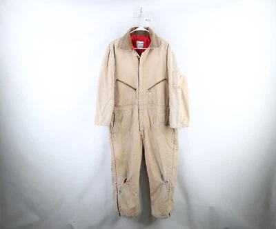 Vintage 90s Walls Mens Large Thrashed Quilt Lined Insulated Coveralls Bibs USA - Image 1 of 4