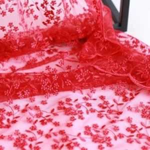 Durchsichtig Spitze Bestickt Stoff Netz Blumen für Kleid Vorhang Tüll Voile - Bild 1 von 9