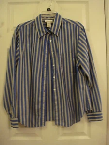 Vintage Womens Jones New York Blue/Yellow Striped Button Up Collared Shirt Sz XL - Picture 1 of 7