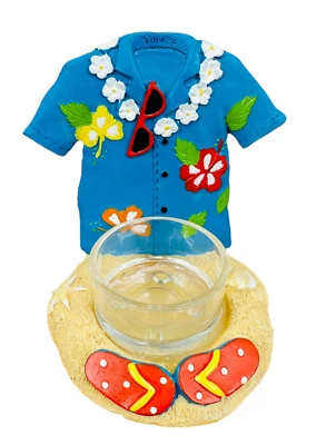 CAMISA YANKEE CANDLE ALOHA HAWAIIN TEA LIGHT NUEVA EN CAJA con chanclas y gafas de sol Foto 1 de 4