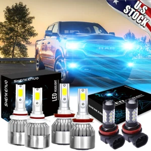For Dodge RAM 1500 2019 2020 LED Headlight Fog Light Combo Bulbs 8000K Ice blue - Picture 1 of 12
