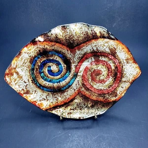 Plato Hoja Vidrio Hecho a Mano Reverso Lámina Pintado Girona Cataluña España 9.75" x 7" - Imagen 1 de 7