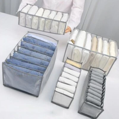 Jeans Storage Box Compartment Foldable Drawer Wardrobe T-Shirt Clothes Organizer - Image 1 of 4