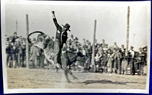 Vintage African American Bull Rider Black Cowboy Western Americana Photo RPPC - Picture 1 of 4