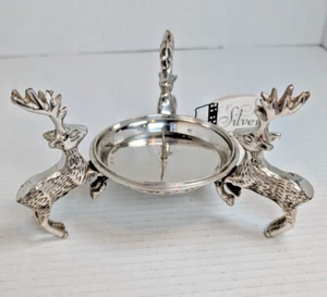 Vintage Rentier Kerzenhalter "Silber" von Two's Company Pillar Indien Urlaub - Bild 1 von 10