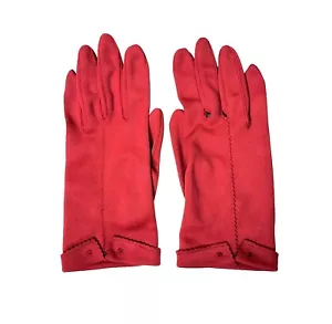 Guantes de nailon rojos vintage Stetson para mujer talla pequeña - Imagen 1 de 7
