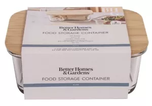 Better Homes & Gardens Contenitore per alimenti in vetro 4 tazze 2 pezzi con coperchio in bambù, nuovo con scatola - Foto 1 di 3