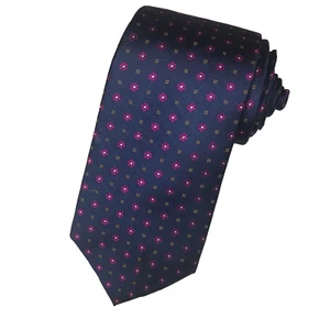 Round Tree & York Tie Jacquard Luxury Blue Geometric Hand Tailored Silk 3.5 X 59 - Picture 1 of 9