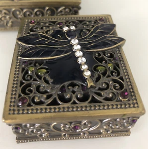 Schmuck Libelle emailliert Regal Schmuckschatulle Strass Kristalle Geschenk! 2 1/4 - Bild 1 von 12