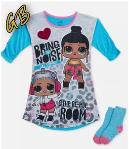 2pc LOL SURPRISE Girls Long Sleeve Pajama Set w/Cozy Slipper Socks Size 6/6X NEW - Picture 1 of 4