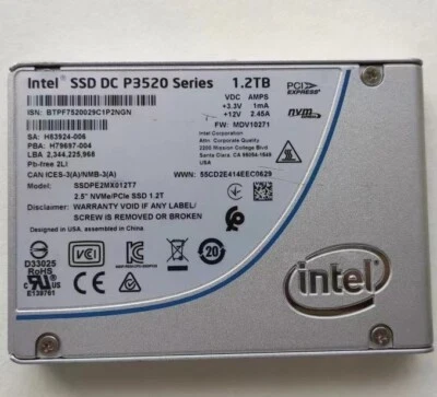 1.2TB compatible Intel P3520 SSD DC 6Gb/s NVME 2.5" U.2 SSDPE2MX012T701 MDV10271 - Image 1 of 2