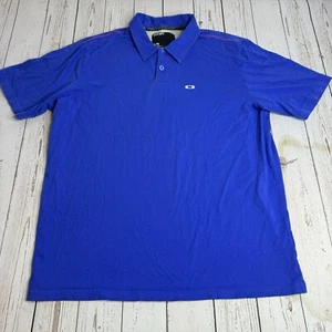 Vintage Oakley Polo Shirt Mens Large Embroidered Logo Tech Wear 90s Y2K Blue - Picture 1 of 9