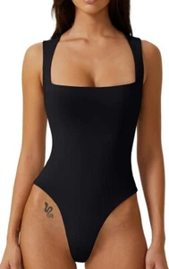 Luvamia Women’s Sexy Sleeveless Square Neck Double Lined Bodysuit Sz S - Picture 1 of 1