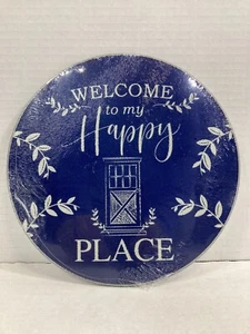 Welcome to my Happy Place Glass Round Cutting Board Trivet - Picture 1 of 7