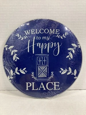 Welcome to my Happy Place Glass Round Cutting Board Trivet - Image 1 of 4