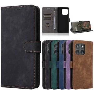 For Motorola Edge 2025 case Luxury Retro RFID Leather Wallet Card Case Cover - Picture 1 of 26