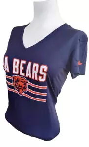 Nike Dri Fit Women's Chicago Bears Da Bears Navy Short Sleeve Shirt - Picture 1 of 3